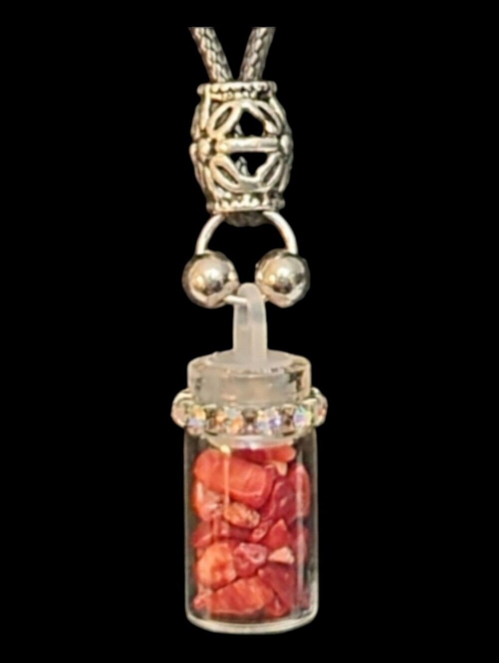 New! Natural Gem Stone Bamboo Coral Mini Bottle Necklace